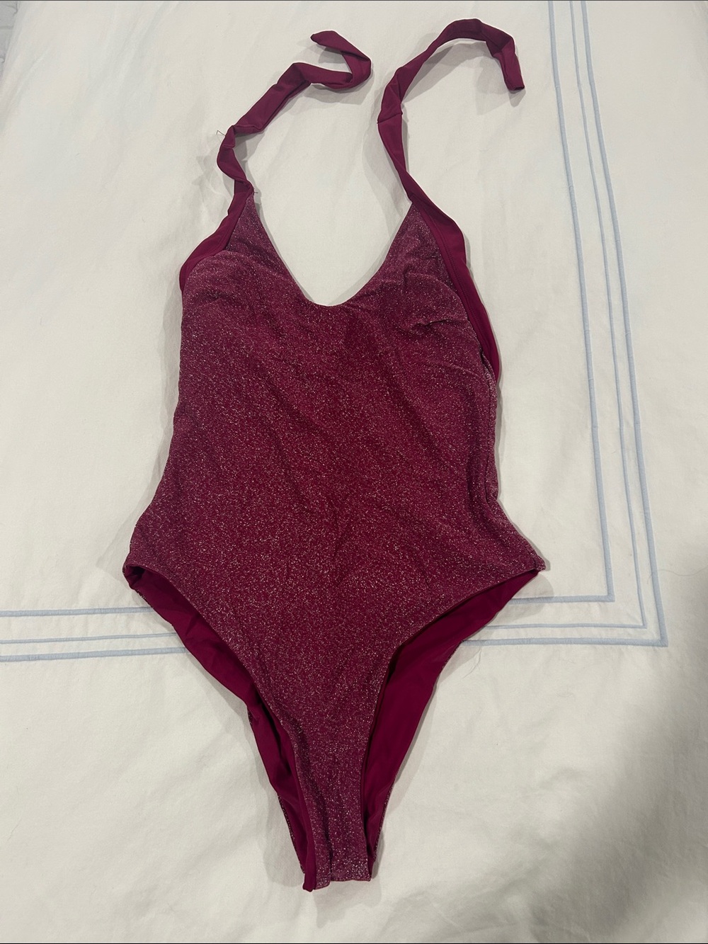 Cupshe Burgundy Sparkle One-Piece Swimsuit